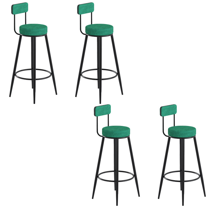 Glam Upholstered Dining Stools Round Bar Stools with Footrest