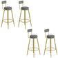 Glam Upholstered Dining Stools Round Bar Stools with Footrest