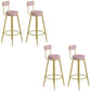 Glam Upholstered Dining Stools Round Bar Stools with Footrest