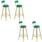 Glam Upholstered Dining Stools Round Bar Stools with Footrest