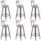 Glam Upholstered Dining Stools Round Bar Stools with Footrest