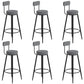 Glam Upholstered Dining Stools Round Bar Stools with Footrest