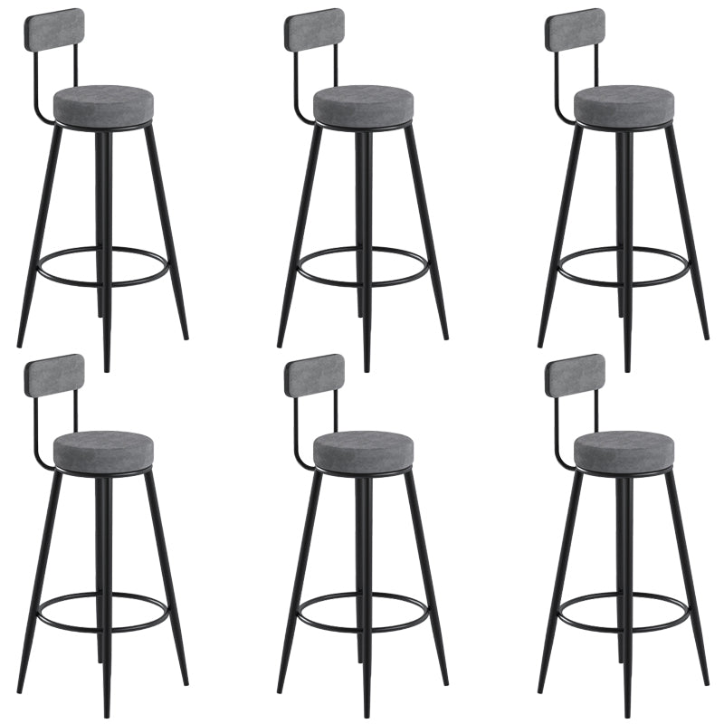 Glam Upholstered Dining Stools Round Bar Stools with Footrest