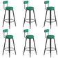 Glam Upholstered Dining Stools Round Bar Stools with Footrest