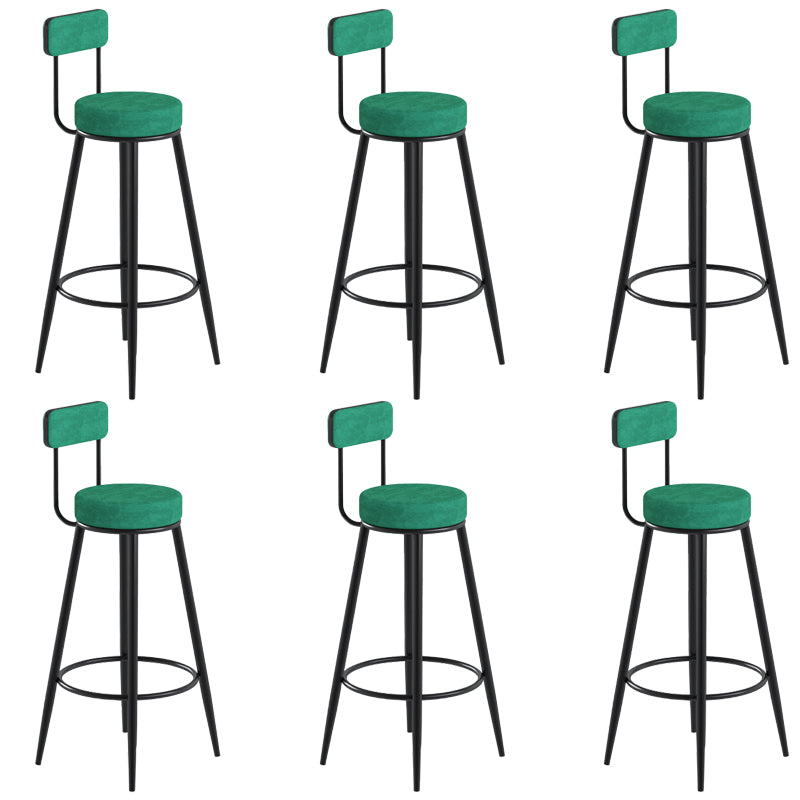 Glam Upholstered Dining Stools Round Bar Stools with Footrest