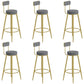 Glam Upholstered Dining Stools Round Bar Stools with Footrest
