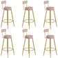 Glam Upholstered Dining Stools Round Bar Stools with Footrest