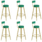 Glam Upholstered Dining Stools Round Bar Stools with Footrest