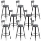 Glam Upholstered Dining Stools Round Bar Stools with Footrest