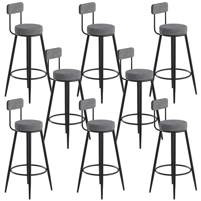 Glam Upholstered Dining Stools Round Bar Stools with Footrest