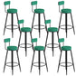 Glam Upholstered Dining Stools Round Bar Stools with Footrest