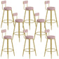 Glam Upholstered Dining Stools Round Bar Stools with Footrest