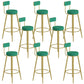 Glam Upholstered Dining Stools Round Bar Stools with Footrest