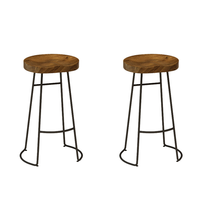 Modern Solid Wood Dining Stools Backless Barstools with Footrest 2 Piece Set Clearhalo 'Bar Furniture' 'Bar Stools' 'bar_stools' 'furn' 'furn_bar_stools' 'Furniture' 'Kitchen & Dining Furniture' 7015693