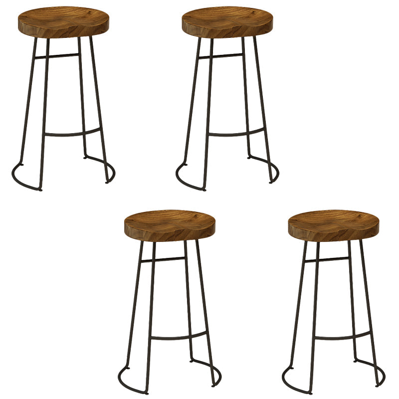 Modern Solid Wood Dining Stools Backless Barstools with Footrest 4 Piece Set Clearhalo 'Bar Furniture' 'Bar Stools' 'bar_stools' 'furn' 'furn_bar_stools' 'Furniture' 'Kitchen & Dining Furniture' 7015695