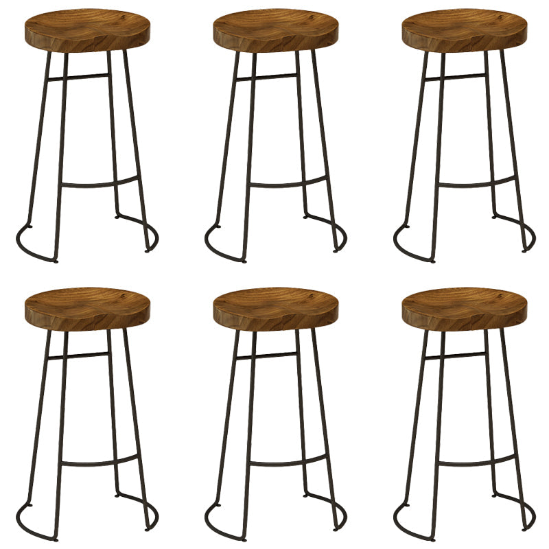 Modern Solid Wood Dining Stools Backless Barstools with Footrest 6 Piece Set Clearhalo 'Bar Furniture' 'Bar Stools' 'bar_stools' 'furn' 'furn_bar_stools' 'Furniture' 'Kitchen & Dining Furniture' 7015697