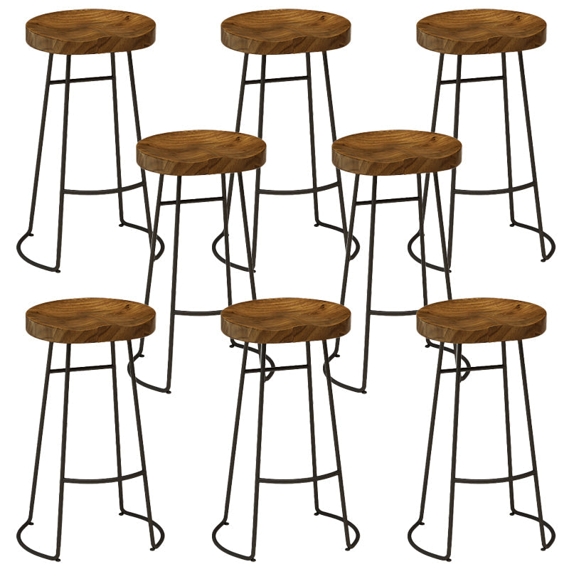 Modern Solid Wood Dining Stools Backless Barstools with Footrest 8 Piece Set Clearhalo 'Bar Furniture' 'Bar Stools' 'bar_stools' 'furn' 'furn_bar_stools' 'Furniture' 'Kitchen & Dining Furniture' 7015699