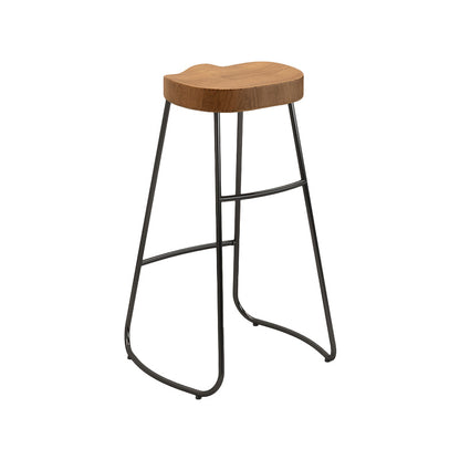 Modern Solid Wood Dining Stools Armless Barstools with Footrest