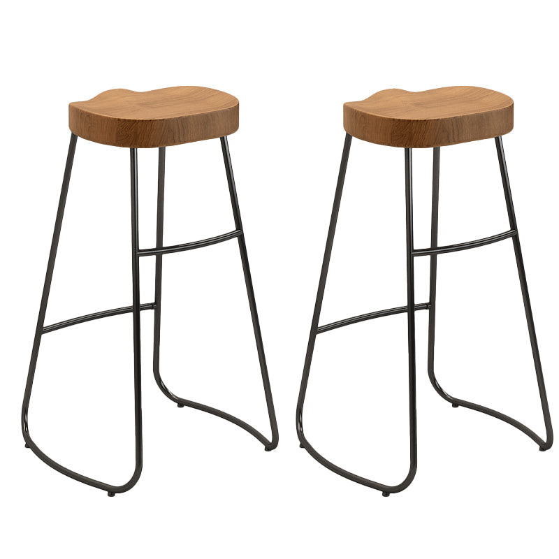 Modern Solid Wood Dining Stools Armless Barstools with Footrest