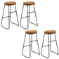 Modern Solid Wood Dining Stools Armless Barstools with Footrest
