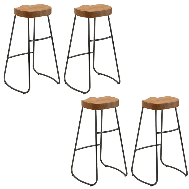 Modern Solid Wood Dining Stools Armless Barstools with Footrest