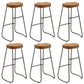 Modern Solid Wood Dining Stools Armless Barstools with Footrest