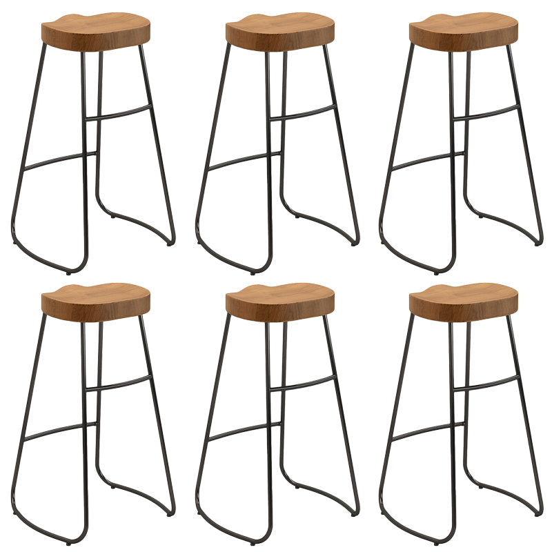 Modern Solid Wood Dining Stools Armless Barstools with Footrest
