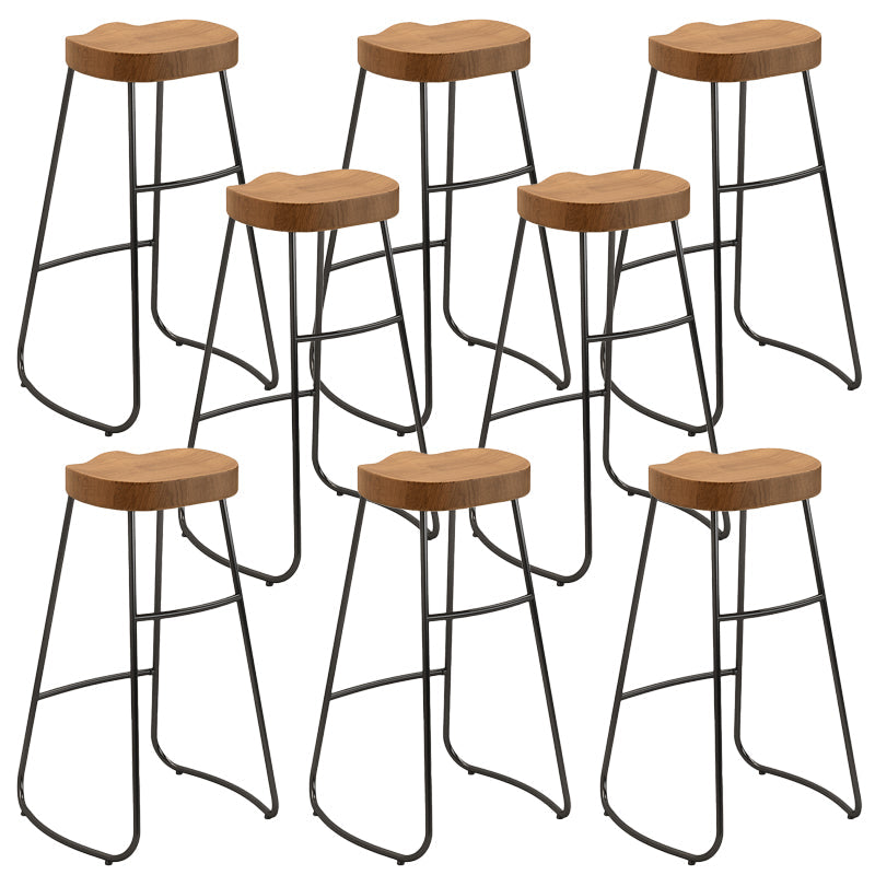 Modern Solid Wood Dining Stools Armless Barstools with Footrest