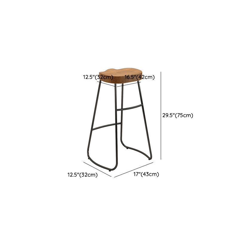 Modern Solid Wood Dining Stools Armless Barstools with Footrest