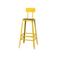 Modern Armless Backrest Counter Stool Iron Cafe Bar Stool with Wooden Seat and Pedal