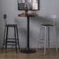 Modern Armless Backrest Counter Stool Iron Cafe Bar Stool with Wooden Seat and Pedal