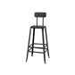 Modern Armless Backrest Counter Stool Iron Cafe Bar Stool with Wooden Seat and Pedal