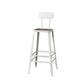 Modern Armless Backrest Counter Stool Iron Cafe Bar Stool with Wooden Seat and Pedal