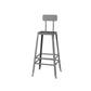 Modern Armless Backrest Counter Stool Iron Cafe Bar Stool with Wooden Seat and Pedal