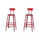 Modern Armless Backrest Counter Stool Iron Cafe Bar Stool with Wooden Seat and Pedal
