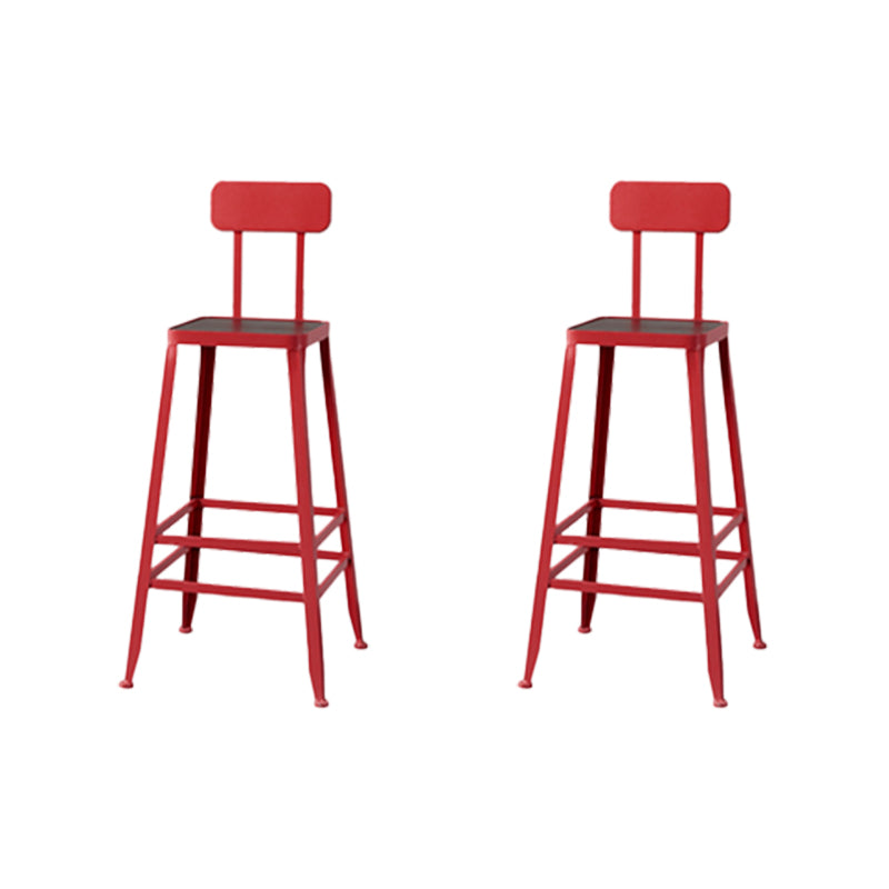 Modern Armless Backrest Counter Stool Iron Cafe Bar Stool with Wooden Seat and Pedal