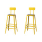 Modern Armless Backrest Counter Stool Iron Cafe Bar Stool with Wooden Seat and Pedal