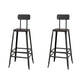 Modern Armless Backrest Counter Stool Iron Cafe Bar Stool with Wooden Seat and Pedal