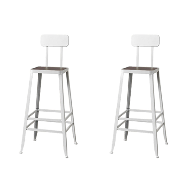 Modern Armless Backrest Counter Stool Iron Cafe Bar Stool with Wooden Seat and Pedal