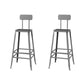 Modern Armless Backrest Counter Stool Iron Cafe Bar Stool with Wooden Seat and Pedal