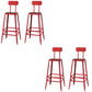 Modern Armless Backrest Counter Stool Iron Cafe Bar Stool with Wooden Seat and Pedal
