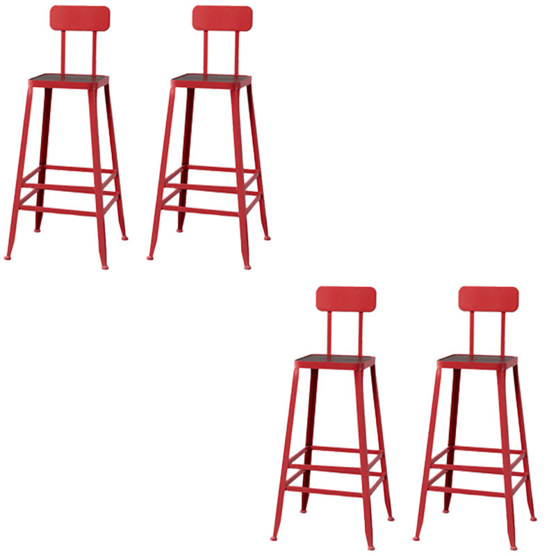 Modern Armless Backrest Counter Stool Iron Cafe Bar Stool with Wooden Seat and Pedal