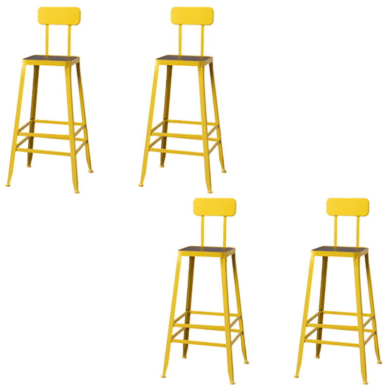 Modern Armless Backrest Counter Stool Iron Cafe Bar Stool with Wooden Seat and Pedal