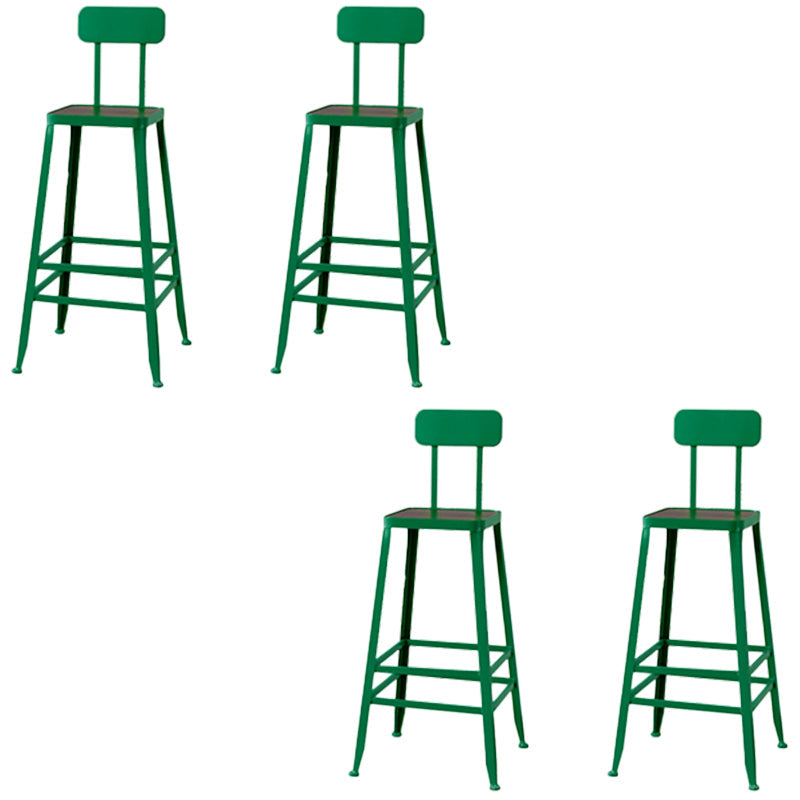 Modern Armless Backrest Counter Stool Iron Cafe Bar Stool with Wooden Seat and Pedal