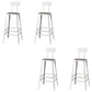Modern Armless Backrest Counter Stool Iron Cafe Bar Stool with Wooden Seat and Pedal