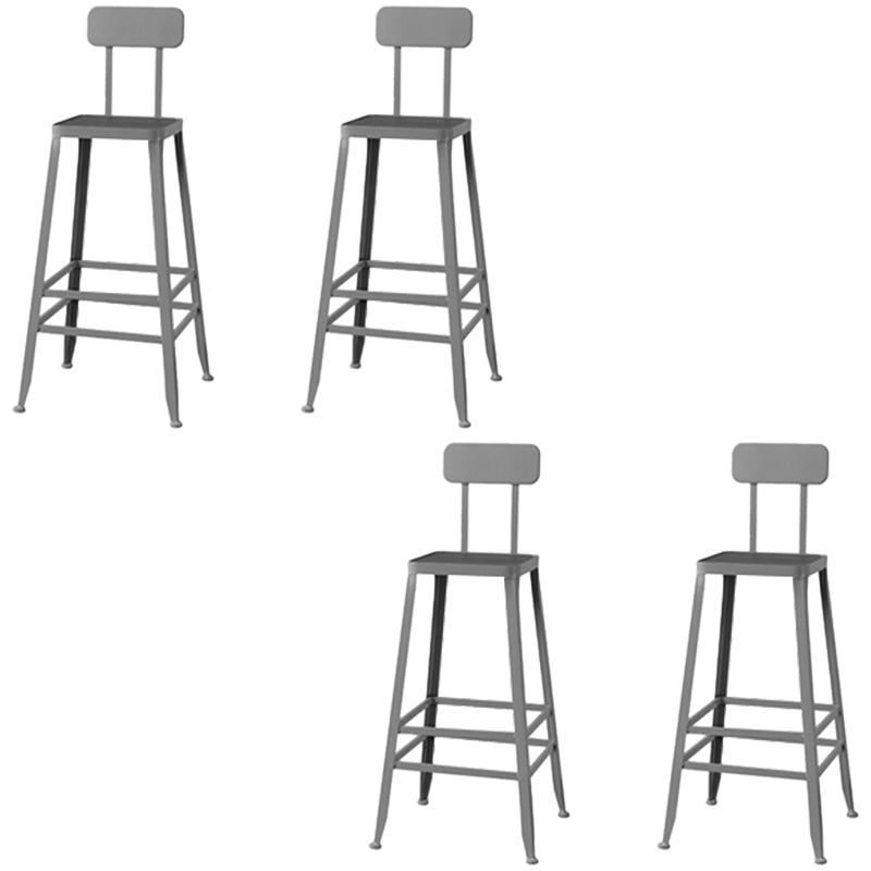 Modern Armless Backrest Counter Stool Iron Cafe Bar Stool with Wooden Seat and Pedal