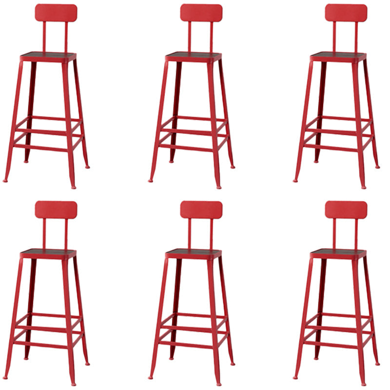 Modern Armless Backrest Counter Stool Iron Cafe Bar Stool with Wooden Seat and Pedal