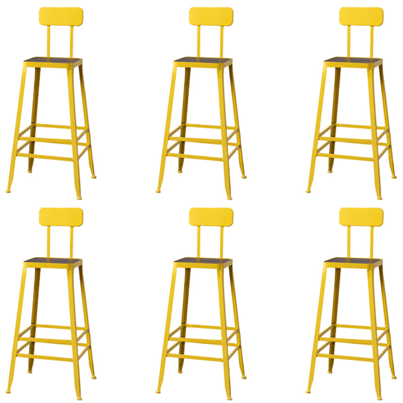 Modern Armless Backrest Counter Stool Iron Cafe Bar Stool with Wooden Seat and Pedal