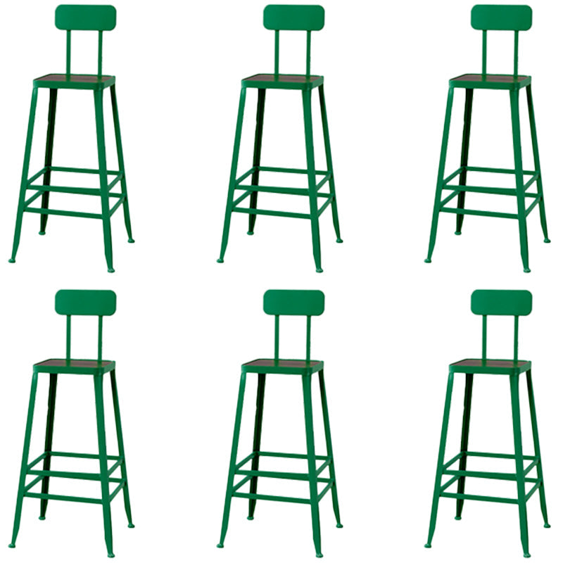 Modern Armless Backrest Counter Stool Iron Cafe Bar Stool with Wooden Seat and Pedal