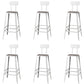 Modern Armless Backrest Counter Stool Iron Cafe Bar Stool with Wooden Seat and Pedal